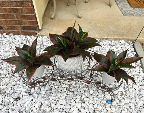 CATTREE Artificial Outdoor Plants, Fake Agave Shrubs Faux Grass Plastic Leaves Greenery Bushes Plant for Home Decor Garden Wedding Party Decorations Indoor Yard UV Resistant Planter Filler Red 4 Pack - color: Agave Grass - Red 4 Pcs