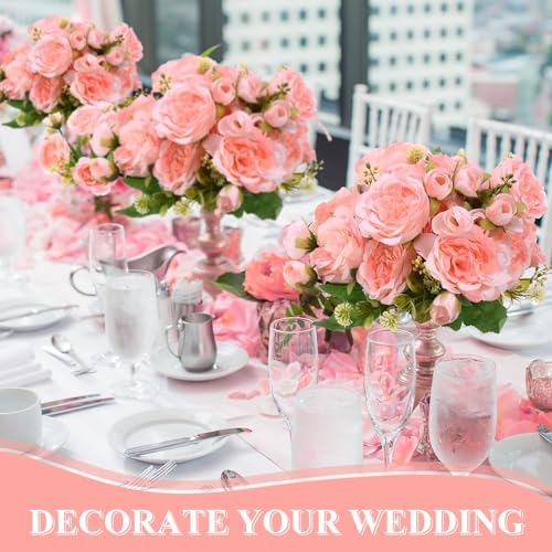 8 Bundles Artificial Peonies Flowers Boho Faux Flowers Arrangements Artificial Centerpiece Spring Bouquet Floral Wedding Decoration for Vase(Light Pink) - color: Light Pink