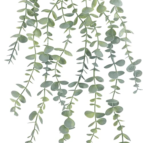 COCOBOO 2 Pcs Artificial Eucalyptus Plants Shelf Hanging Fake Plant in Pot for Wall Bedroom Home Patio Indoor Outdoor Decor - size: 5.9in-24in