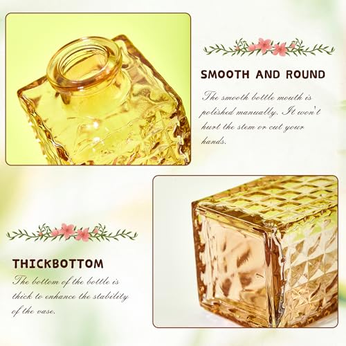 12 Pack Glass Bud Vase Set, Small Flower Vase Set Bud Vases for Wedding Centerpiece Table Decor, Vintage Small Vases for Room Home Dining Party Table Center Decor (Amber Set, 12 Pack) - color: Amber Set, size: 12 Pack