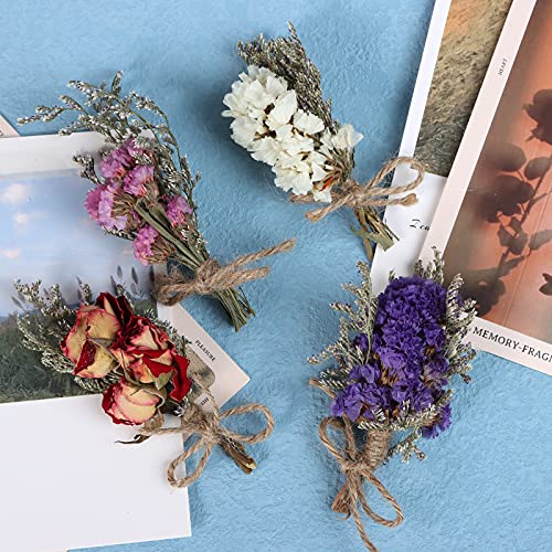 8Pcs Mini Dried Flowers Natural Forget-me-nots Dried Flowers Bouquet Don't Forget Me Flower Bouquets Natural Gypsophila Real Plant Stem Bunch for DIY Wedding Decor(be Some Slight Damage in Reality) - color: Type2