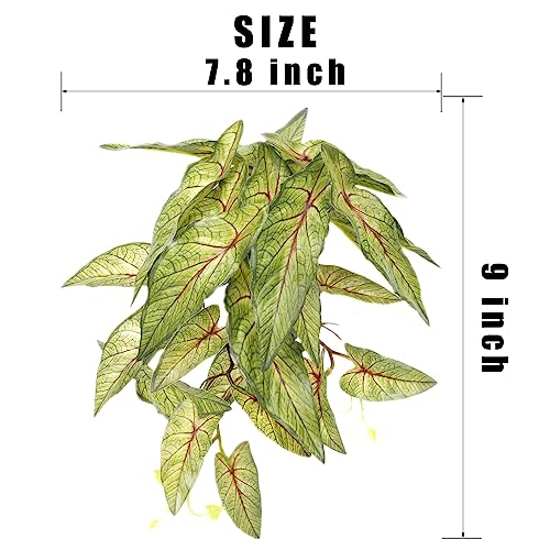Reptile Plants for Terrarium, Amphibian Habitat Decor Artificial Hanging Plants with Suction Cup - Fake Arrowhead Plants Green Syngonium Podophyllum - color: Fake Arrowhead Plants Green