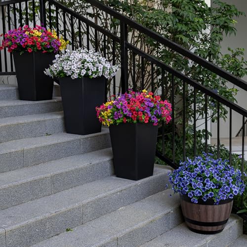 Lnoicy 20 Bundles Artificial Flowers for Outdoor Fake Plants for Spring Decoration,Faux Eucalyptus Flowers for Planter UV Resistant Lifelike for Home Porch Garden（Blue） - color: Blue