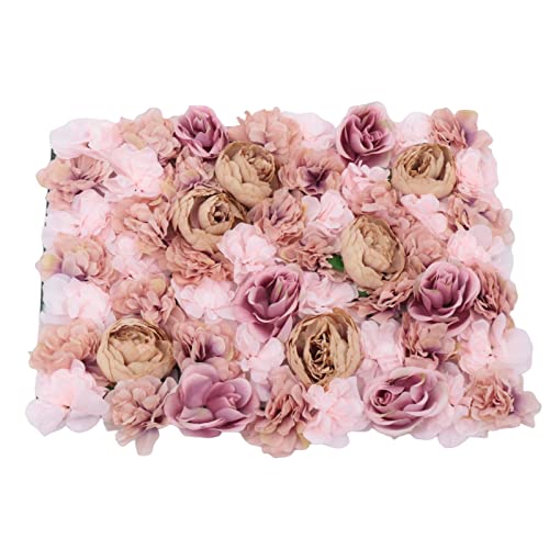 Gdrasuya10 6pcs Realistic Flower Wall Background Artificial Flowers Wall Backdrop Panel 3D Silk Rose Fake Flower Wall Panel Banquet Wedding Party Decor, Photography Background 60 x 40 cm - color: 6pcs, Autumn Pink