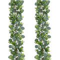 JPSOR 2pcs Artificial Eucalyptus Garland Total 13.2ft Greenery Garland Fake Eucalyptus Leaves for Wedding Arch Farmhouse Mantle Table Runner Centerpiece Home Party Decor - size: 2pcs of vines