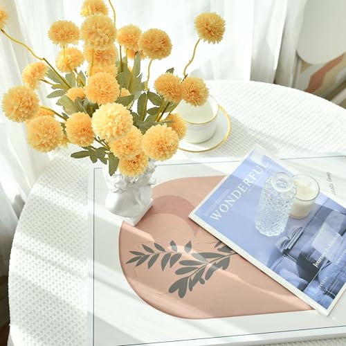 Mandy's 6 Stems Silk Yellow Kiku Ball Flowers | Artificial Chrysanthemum Stems for Home Summer Décor Realistic Faux Floral Arrangement Minimalist Elegant Style - color: Yellow