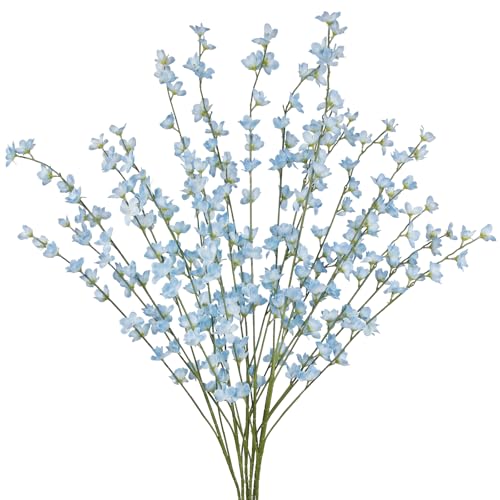 6 Pcs Artificial Forsythia Branches Fake Wildflowers Baby Blue 41" Silk Flowers with Long Stems Faux Spring Flowers for Tall Vase Indoor Home Decor Table Centerpieces Party Wedding Outdoor - color: Baby Blue