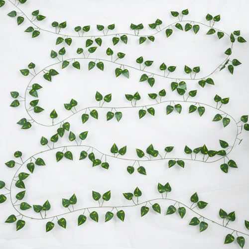 suddus 1 Pack 33 Feet Artificial Pothos Leaves Plants Fake Vines Greenery Hanging Garland Faux Foliage for Home Bedroom Office Wedding Wall Staircase Garden Decor - color: Pothos, size: Fake Vines-1 Pack