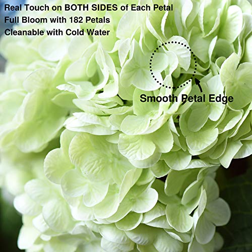 FiveSeasonStuff Fresh Lime Green Hydrangeas – 3 Stems Real Touch Artificial Flowers with Soft Petals for DIY Bouquets, Table Centerpieces, and Home Decor – Lifelike Faux Blooms in Gift Box - color: Lime Green (3 Stems)