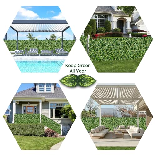 Artificial Ivy Privacy Fence Screen,39.4" X 158" UV-Anti Fake Leaves Plant Vine,Privacy Hedges Wall for Indoor Outdoor Garden Backyard Decor,Color Watermelon Leaves - color: Color Printing Watermelon Leaves, size: 39.4"x158"