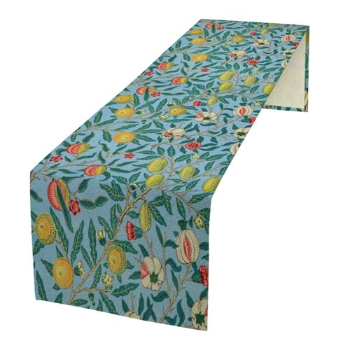 William Morris Style Table Runner for Table Decor, Art Rustic Black Style Bird Botanical Floral Flower Vintage Printed for Kitchen Dining Room Farmhouse Party Holiday Decorate 13" x 36" - color: William Morris_14, size: 13"W x 36"L (Pack of 1)