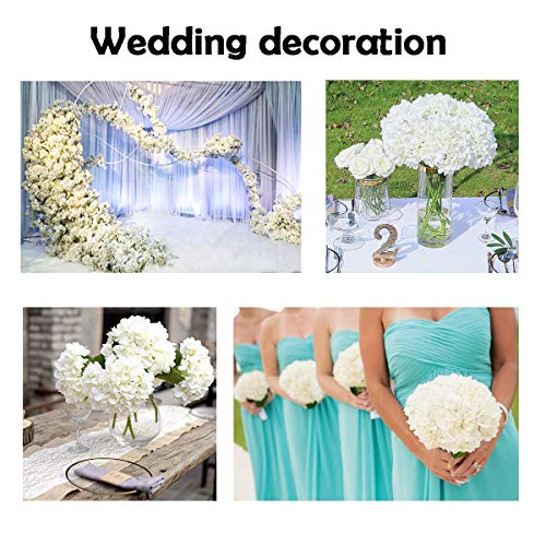 6 Pack White Faux Hydrangea Flowers, Silk Artificial Fake Hydrangea Stems for Wedding Centerpieces, Home Table Decor & Baby Shower Arrangement - color: White，6 Pack