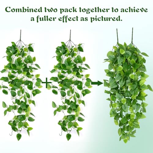 Waipfaru Fake Hanging Plants, 8pcs Artificial Hanging Plant, Faux Ivy Pothos Vines Greenery for Wall Home Bedroom Living Room Aesthetic Kitchen Office Aesthetic Kitchen Indoor Outdoor Decor - color: Epipremnum Aureum, size: 8Pcs Plants