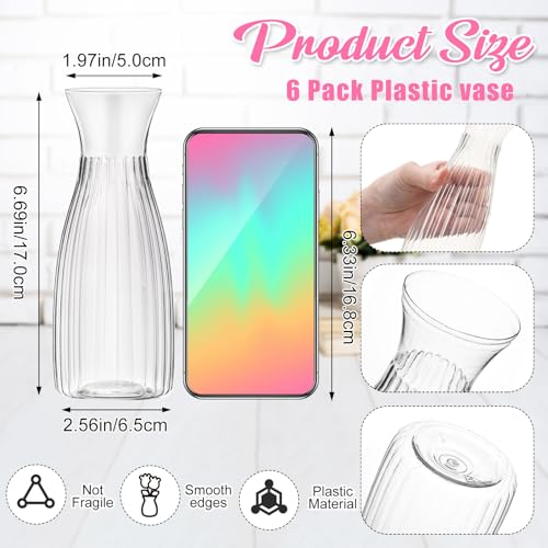 Thiccywoov 19 Pack Artificial Peony Flowers with Vase Bulk, 12 Bundles Faux Peony Bouquet 6 Vase with 1 Rope Silk Flower Arrangement Wedding Table Centerpiece for Wedding Bridal Shower(Cherry Pink) - color: Cherry Pink