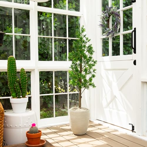 Nearly Natural 4ft UV Artificial Podocarpus Tree Indoor/Outdoor Greenery - Premium Materials, Low Maintenance, Modern Style