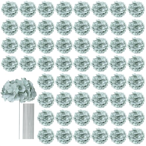 AVIVIHO 65pcs Fake Flowers Sage Green Hydrangea Artificial Flowers Bulk (Not Squished, No Steaming Need) Silk Flowers with Stems for Wedding Decor,Home,Baby Shower,Table Centerpieces Decoration - color: Sage Green, size: Medium