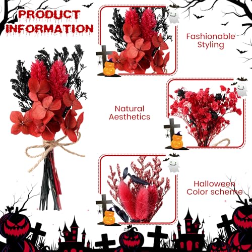 10/12/24/36 Pack Mini Dried Flowers for Vase Summer Halloween Wedding Various Mini Bouquet Dried Small Wildflowers Natural Flowers Bulk for Crafts DIY Decor (12, Gothic Color) - size: Gothic Color