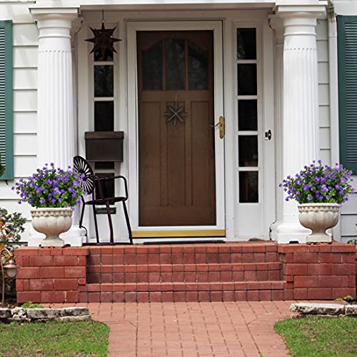 24 Bundles Artificial Flowers Fake Boxwood Shrubs UV Resistant No Fade Faux Greenery Faux Plastic Lotus for Home Garden Hanging Planter Indoor Porch Patio Office Wedding Decoration(Purple) - color: Purple