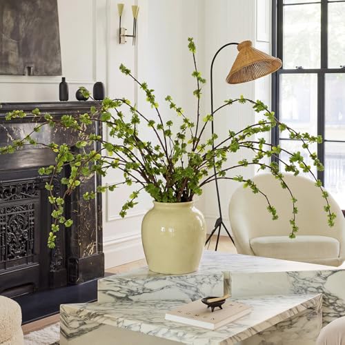 Zeyune 10 Pcs Artificial Branches with Green Buds 40" Evergreen Faux Plastic Plant Stem Picks Sprigs for Vase DIY Home Office Wedding Party Indoor and Outdoor Spring Decor, No Vase (Regular Style) - color: Green, size: Regular Style
