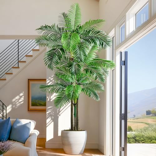 Large Artificial Palm Tree Big Faux Tropical Trees Indoor Outdoor Realistic Floor Plants Tall Fake Plant for Home Living Room Office Decor Porch Outside Patio arboles para Modern Farmhouse decoracion - color: Multi Pole Palm Tree, size: 9ft