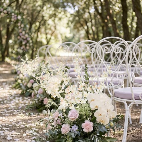 White Artificial Orchid Silk Fake Flowers 5PCS Long Stem Artificial Flowers that Look Real Dancing Lady Orchids for Tall Vase Home Outdoor Wedding Party Office Decoration(White) - color: White