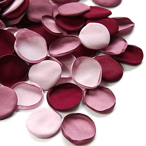 Floroom 300pcs Rose Petals Burgundy Maroon Mauve Faux Silk Flower Petals for Wedding Flower Girl Basket Aisle Scatter Table Centerpieces Party Confetti Bridal Shower Romantic Night Decoration - color: Dusty Burgundy, size: 300pcs
