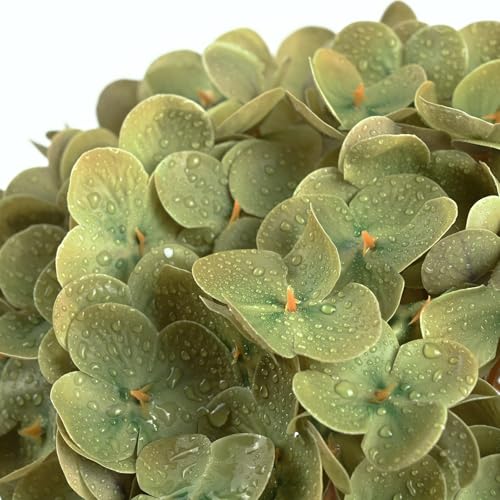Waipfaru Green Hydrangea Artificial Flowers, 21" Real Touch Hydrangea Flowers, Faux Hydrangea Flowers Outdoor, Latex Artificial Hydrangeas All Season Indoor & Outdoor Home Decor & Wedding Arrangement - color: Dark Green, size: 3pcs