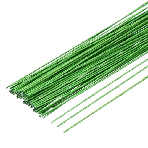 MECCANIXITY 100pcs Green Floral Wire Stems Bendable 0.55mm 24 Gauge Florist Wire for Artificial Flower Making Crafts Wreaths Supplies - color: Green, size: 0.55mm
