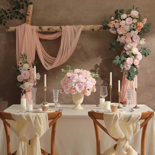 Garisey Artificial Flowers Combo for DIY Wedding Bouquets Combo Centerpieces Arrangements Party Bridal Baby Shower Home Decorations-Blush Pink - color: Blush Pink