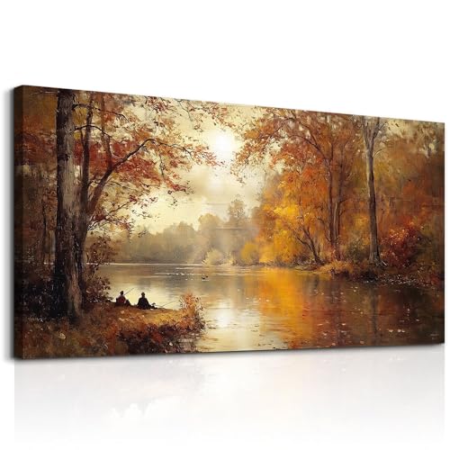 FUHAIHUA Canvas Wall Art For Living Room Large Wall Decor For Bedroom Modern Office Wall Decorations Saffron Yellow Tree Landscape Painting Forest Pictures Artwork Ready To Hang Home Decor 20"x40" - color: Yellow Tree, size: 40"L x 20"W