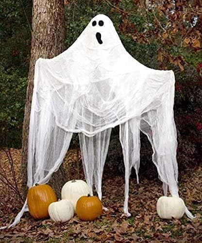Creepy Cloth, Halloween Decorations Outdoor Indoor, 79 x 79 inch White Spooky Scary Gauze Fabric for Halloween Party Haunted House Graveyard Decor - color: White, size: 79*79 inch
