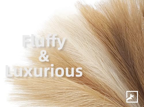 ZIFTY 6-Pcs 17" Pampas Grass Faux Pompas Fluffy Artificial Fake Flower Boho Decor for Vase Filler Ins Style Modern Home Wedding Decorations (Beige Mixed) - color: Beige & Brown & Taupe, size: 17in 6pcs