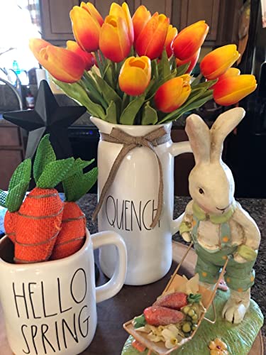 Beferr Tulips Artificial Flowers 18Pcs Faux Tulip Real Touch Tulip Fake Flowers Bouquets Arrangements for Home Wedding Table Decor Orange - color: S-18pcs-1colors-orange, size: 18PCS