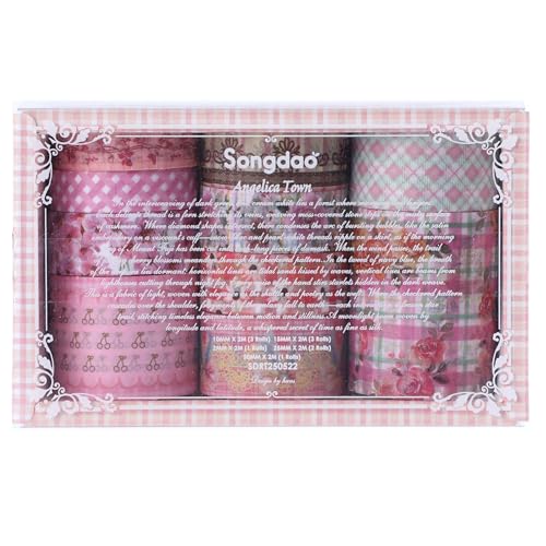 10 Rolls Vintage Floral Washi Tape Set Pastel Plaid Arts Adhesive Tapes Soft Colors Decorative Masking Tape Sets for Craft, Kids, Scrapbook, DIY, Gift Wrapping (Pink Blossom) - color: Pink Blossom