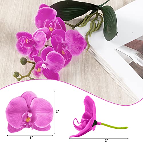 LARDUX 20 PCS Artificial Orchid Flower Heads - Fake Butterfly Flower Heads Faux Flower Head Bulk for Cakes Hair Accessories Headbands Hats Wedding Crafts Decoration - Fuchsia - color: Purple