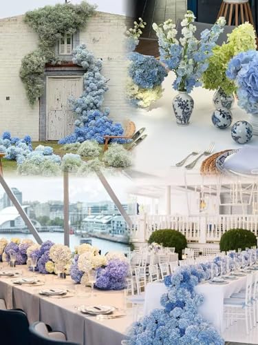 DuHouse 3Pcs Large Hydrangea Artificial Flowers,20 inch Latex Real Touch Hydrangeas Lifelike Hydrangea Flower for Home Wedding Bouquets Centerpieces Party Living Room Decoration(White) - color: White, size: 3pcs
