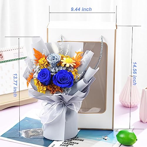 lovenfold Flowers for Delivery Prime,Preserved Flowers Bouquets,Blue Rose Bouquets That Last 1-3 Years,Birthday Flowers Gifts for Women Mom Grandma Wife Friends - color: BLUE