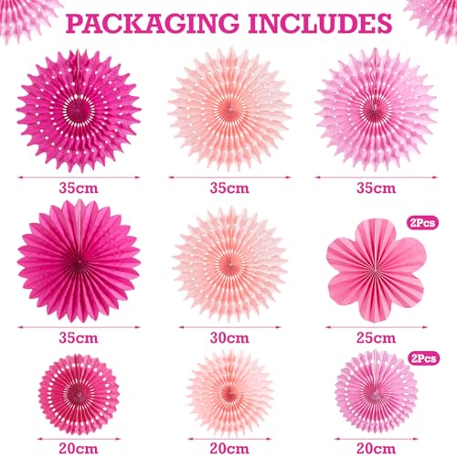 PAPER JAZZ Paper Flowers Hot Pink Paper Flowers Decorations for Wall Hanging Paper Fans for Valentine Floral Backdrop Decor Bridal Shower Birthday Party Galentine's Day - color: Hot Pink