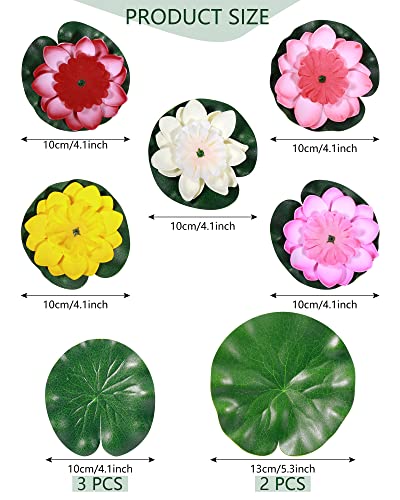 22 Pcs Water Lily Pad Artificial Floating Lotus Flower with Plastic Frog Figures Toy Set for Garden Home Decor Party Favor Koi Pond Accessories Ornament Indian Diwali Decorations Return Gifts