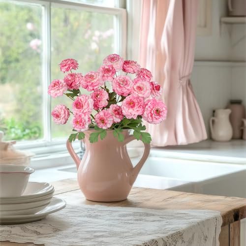 3 Pcs Artificial Flowers Spring Summer Pink Zinnia Silk Flowers with Long Stems Zinnia Elegans Artificial Flowers for Outdoors Floral Arrangements Table Centerpieces Wedding Party Home Decor - color: Dark Pink