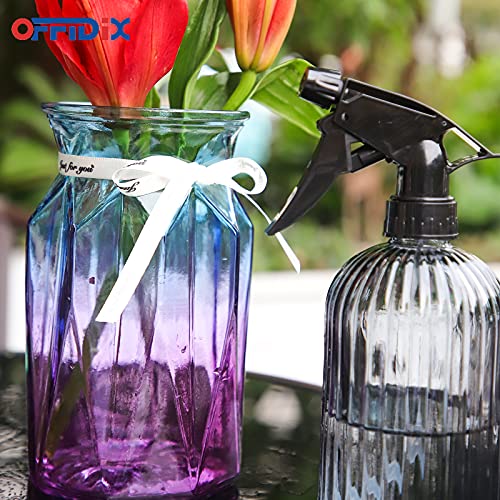 OFFIDIX Flower Vase, Gradient Multicolor with Geometric Faceted Design Art Decorative Glass Vase for Wedding, Dinning, Bookshelf, Home Decoration or Gift - color: F-blue Purple Gradient