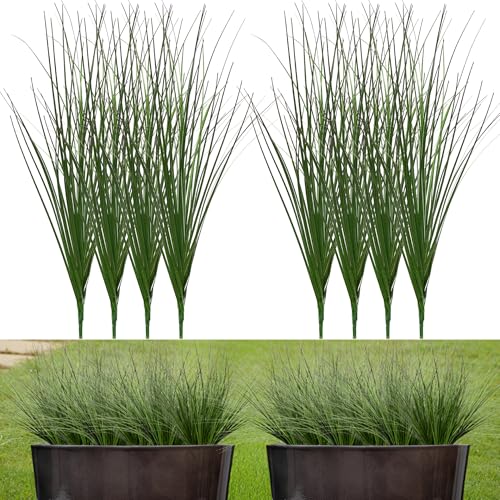 8PCS 17.3" Fake Plants Artificial Wheat Grass Greenery Plastic Plants Fake Grass Artificial Plants for Outdoor Decor Artificial Flower with Greenery Stems for Indoor Home Decoration - size: Short-8PCS
