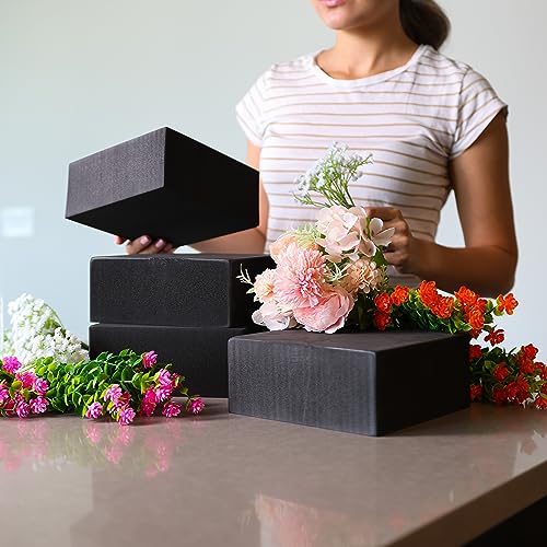 XCEL Floral Foam Blocks for Artificial Flower Arrangements, Craft Foam Block DIY Craft and Florist Supplies - color: Black 7" x 7" x 3" - 4 Pack
