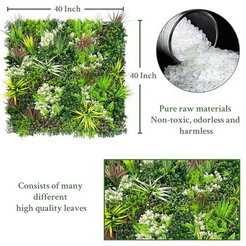 ODTORY Artificial Plant Wall Panels: 20"×20" 4P UV-Anti Faux Grass Wall Backdrop Boxwood Ivy Fence Privacy Screen Fake Greenery Leaf Hedge for Outdoor,Indoor,Garden,Backyard and Home Decor - size: 20"x20" 4P