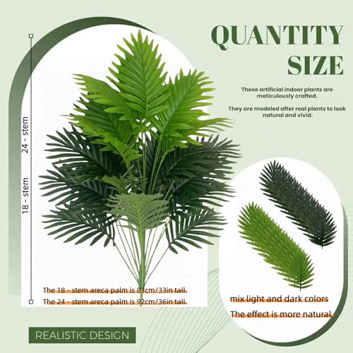 32.7"/36.2" Artificial Parlor Palm Tree - Realistic Faux Indoor Plants with Bendable Stems, for Home/Living Room/Office Decor (Floor Plant) (36.2")