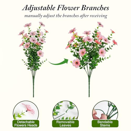 Artificial Flowers for Outdoor Decoration -16 Bundles UV Resistant Fake Faux Flower,Spring Faux Plants Outside Decor for Indoor Home Garden Porch Window Box,Red Rose Red Purple Yellow Pink - color: Red Rose Red Purple Yellow Pink