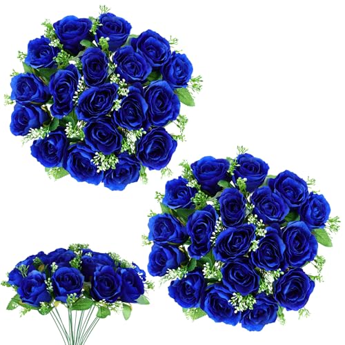 2 Navy Blue Flowers for Cemetery-Memorial Silk Rose for Grave Decorations | Military-Themed Navy Blue Memorial Roses for Man’s Tombstone, Great for Memorial Day, Veterans Day, Father’s Day, 4th of July - color: 2 Blue