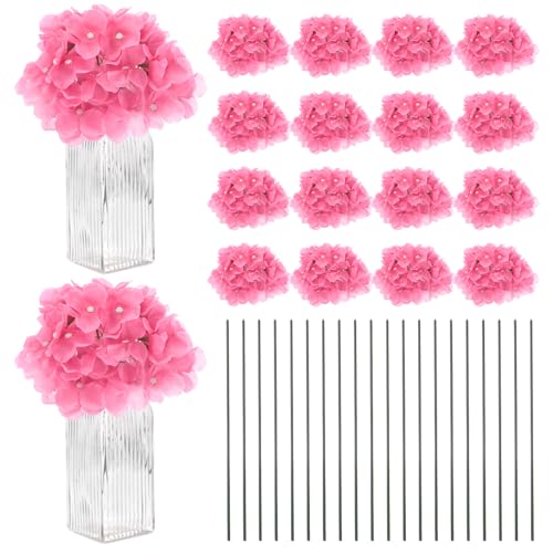 M METERXITY 66-Pack Silk Hydrangea Flowers, Artificial Flowers Heads with 66pcs Stems, Full Hydrangea Flowers for Home Decor/Wedding/Christmas/DIY/Party/Garden [Rose Pink] - color: Rose Pink