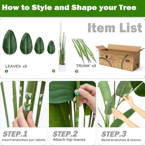 Artificial Bird of Paradise Plant 4FT Fake Palm Tree Feaux Plants in White Pot Artificial Tree Fake Plant for Indoor Outdoor Modern Decoration for Home Living Room Office - color: White, size: 4FT
