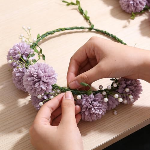 Kimura's Cabin 20pcs Fake Mums Flowers Artificial Chrysanthemum Faux Silk Ball Flowers Bouquets for Wedding Party Home Table Core DIY Decoration (Purple - color: Light Purple